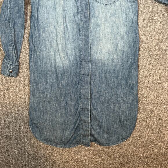 H&M Dress Womens 4 Small Blue Denim Jean Shirt Dress Button Front Midi Long Slv - Picture 6 of 10